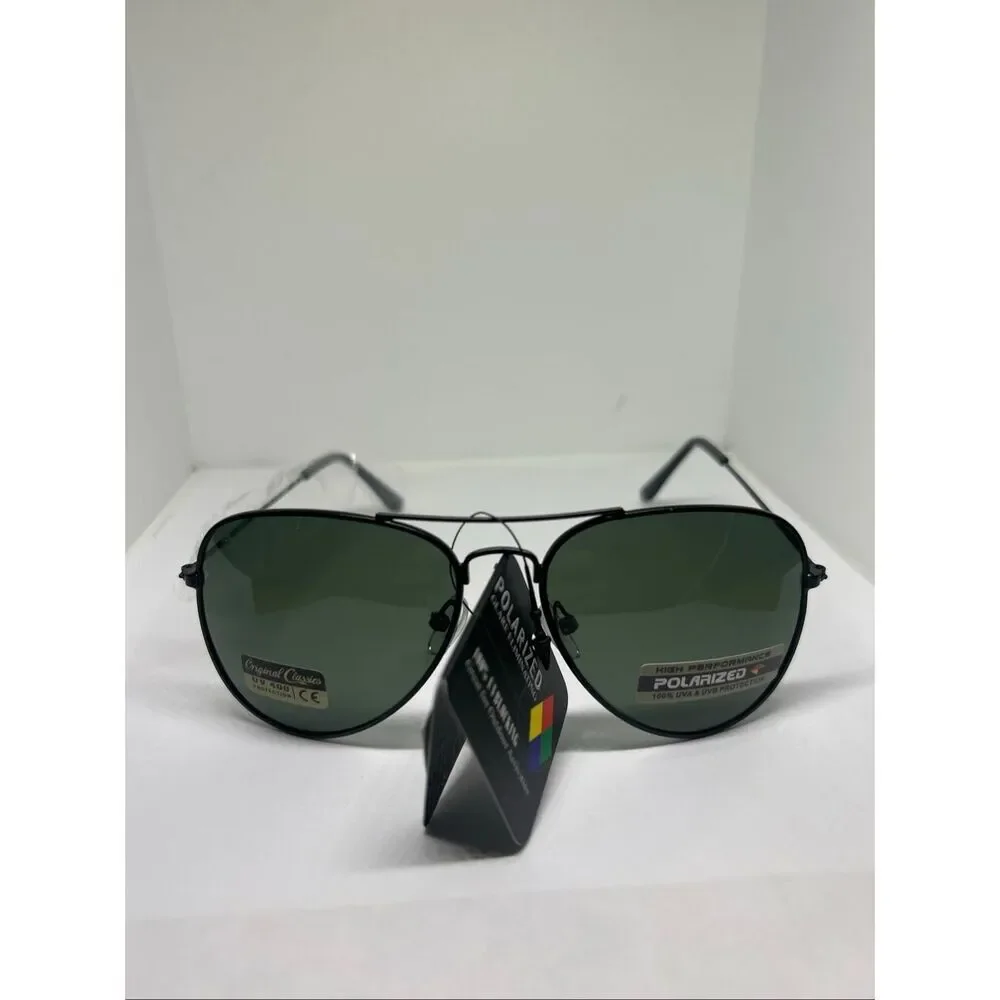 Polarized Aviator Sunglasses Green Lens UV400 Metal Frame Classic Style